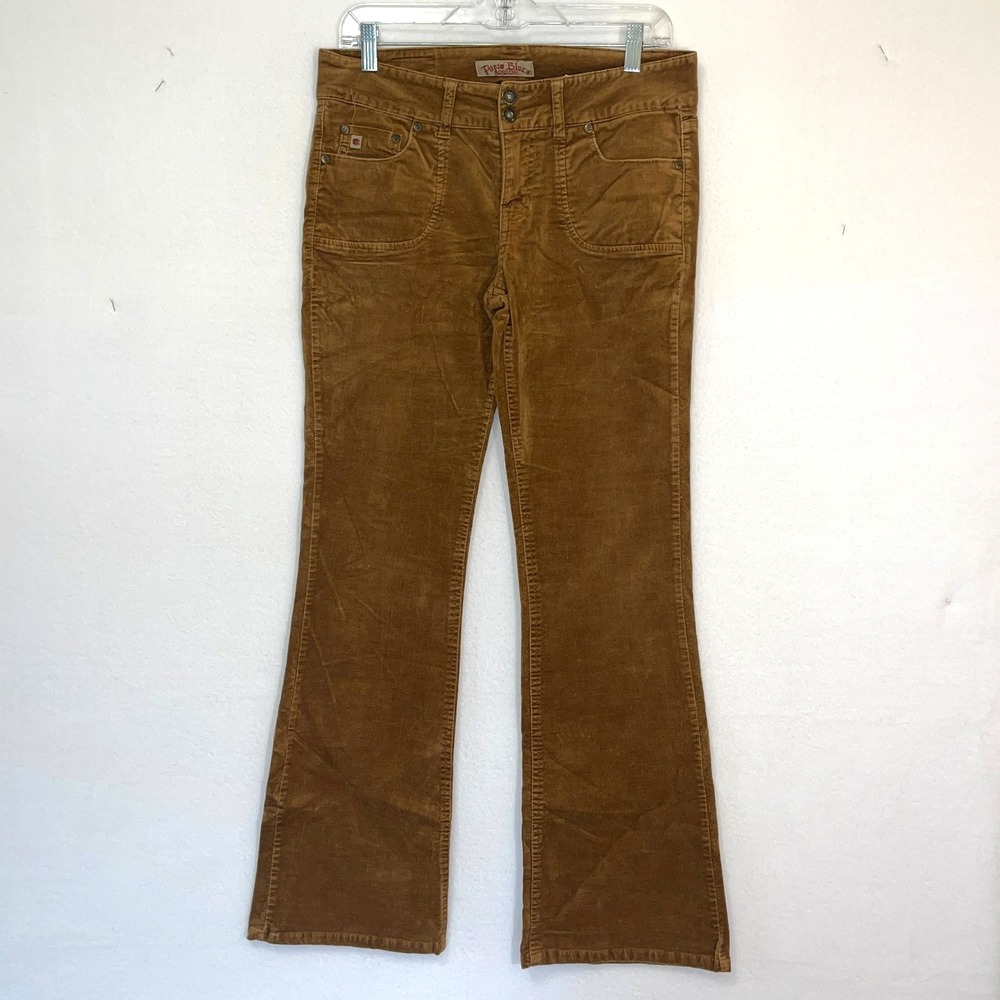 Paris Blues Brown Velvet Pants jeans bootcut Stretch juniors womens 11 y2k 2000s